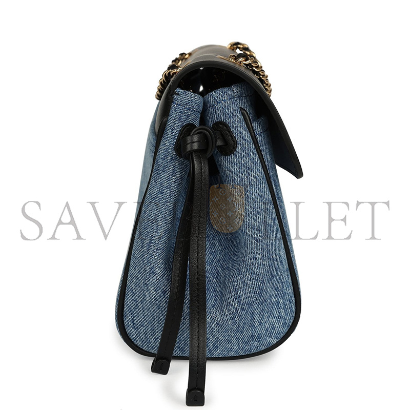 Ch**el MASTER URBAN ESSENTIAL FLAP BAG BLUE De*1m BLACK CALFSKIN GOLD HARDWARE (29*16*9.5cm)